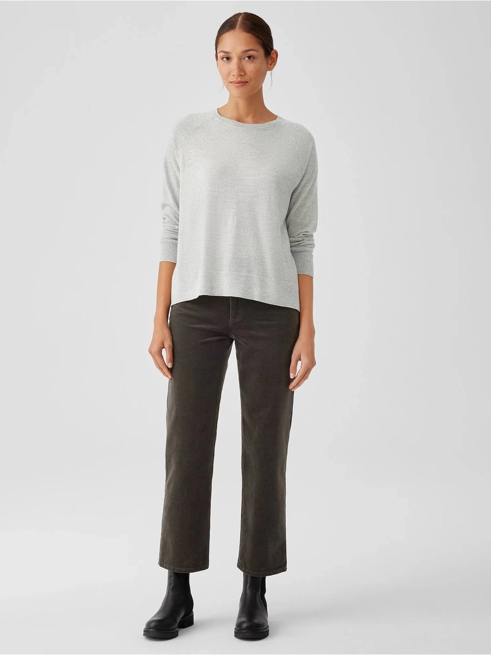 NWT Eileen Fisher Organic Cotton Stretch Corduroy Straight Pant Sz L